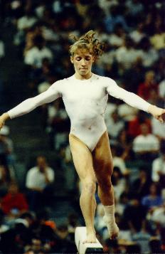 Kim on the beam at the 1992 Olympics