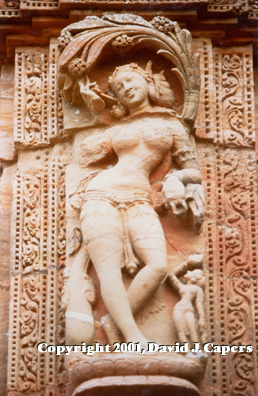 Sculpture from Rajarani Temple of dancer in tribhanga position